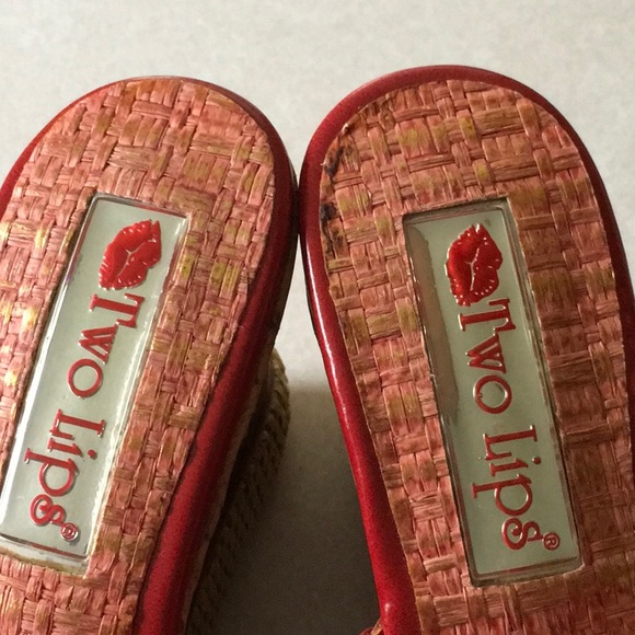NWB Two Lips “Pammy” Red Cork Wedges - Picture 8 of 8